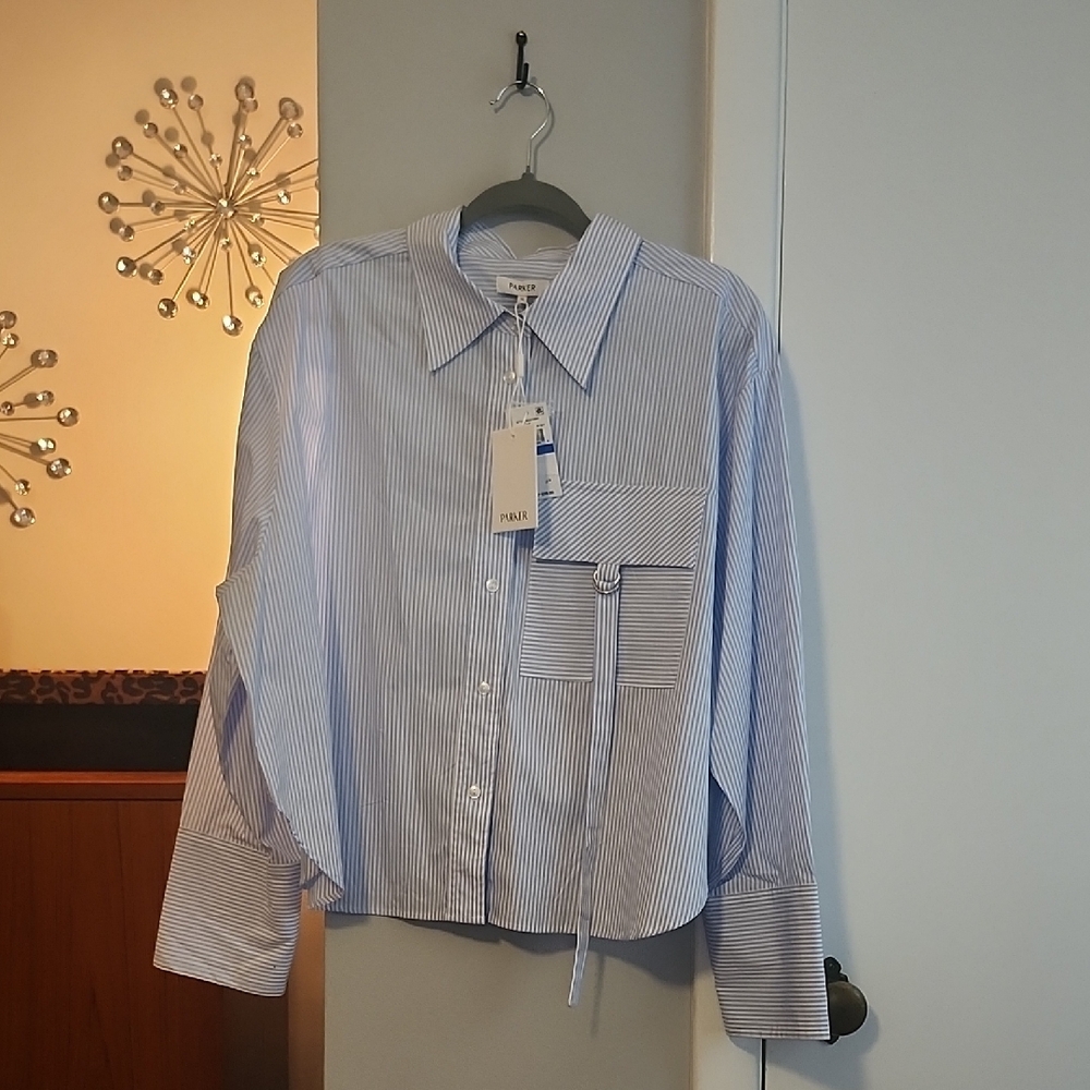 Blue Striped Button-Up Shirt